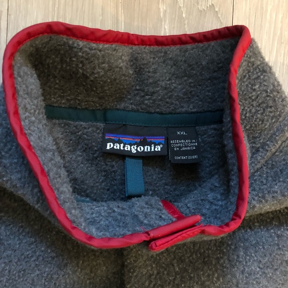 Vintage 1993 Patagonia Synchilla Snap T Fleece Men's XXL Grey Red Jamaica Made - Picture 5 of 6